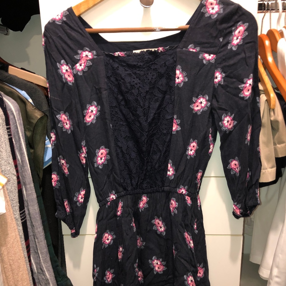 Pink Flower Dress with Lace Front